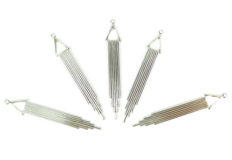 Rhodium Plated Art Deco Chime Drop Charms 4X M688-B
