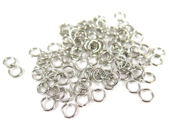 Rhodium Plated 6mm Round Jump Rings - 12 grams (approximately 100x) (19 gauge) K854-B