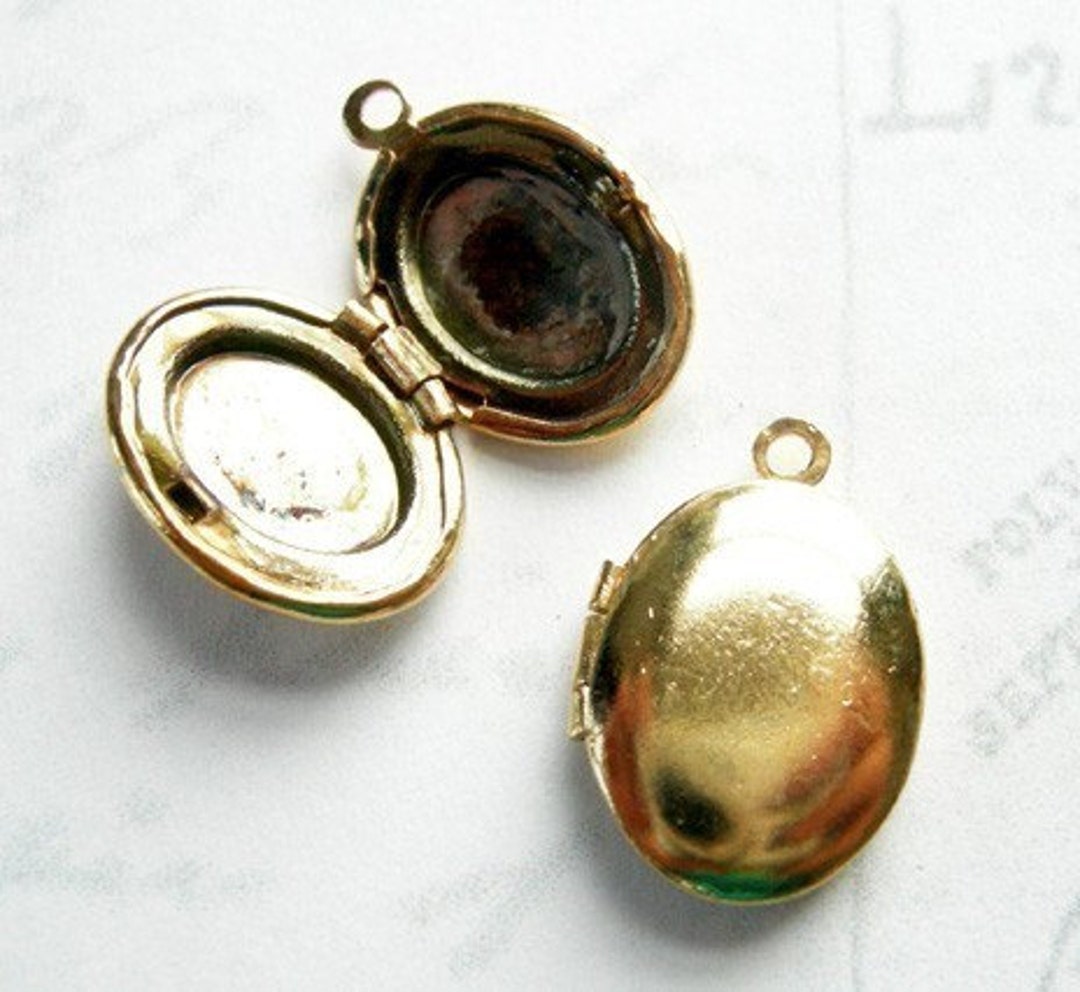 Vintage Shiny Gold Plated Oval Engraving Lockets 4X V481 Etsy