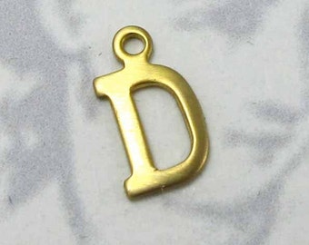 Raw Brass Letter D Charms (10X) (A503)