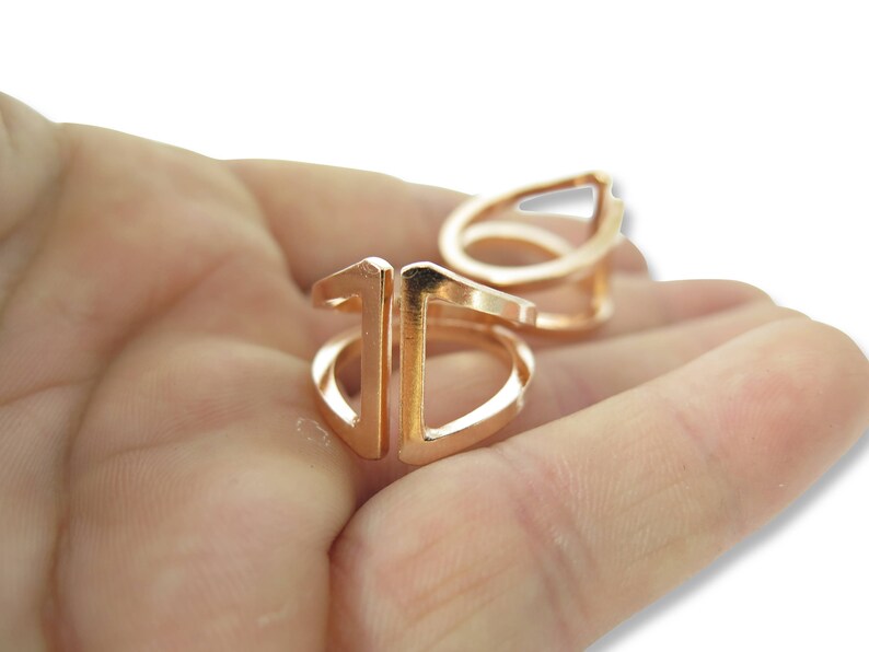 1x Rose Gold Plated Adjustable Square Wire Ring Findings K504-D