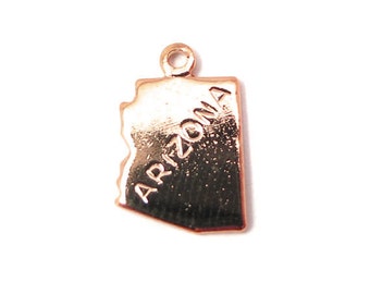 Engraved Tiny ROSE Gold  Plated on Raw Brass Arizona State Charms (2X) (A402-D)