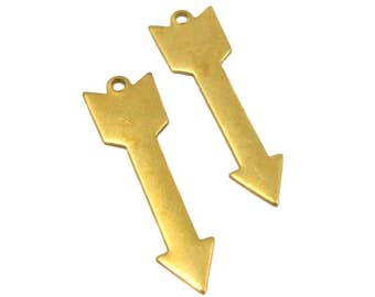 Brass Engraving Arrow Charms (8X) (M676)