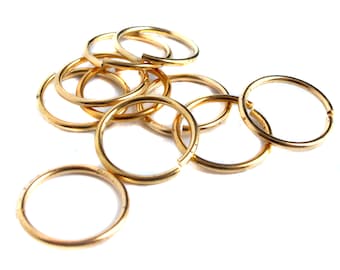 HUGE Vintage Raw Brass Round Jump Rings - 19mm (20X) (F510)