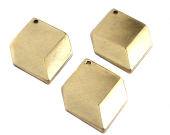 Brass Geometric Chevron Drop Charms (6X) (M725-A)