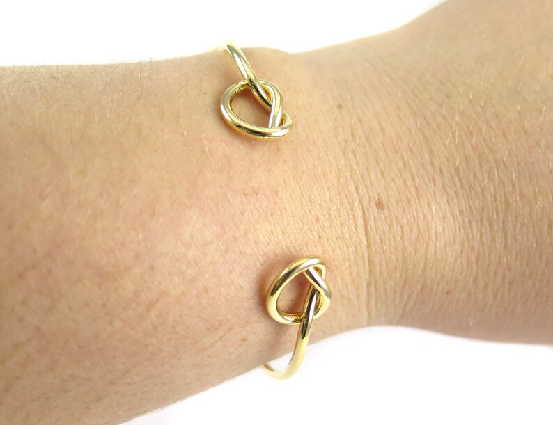 Rose Gold Plated Wire Double Knot Adjustable Bangle Bracelet Etsy