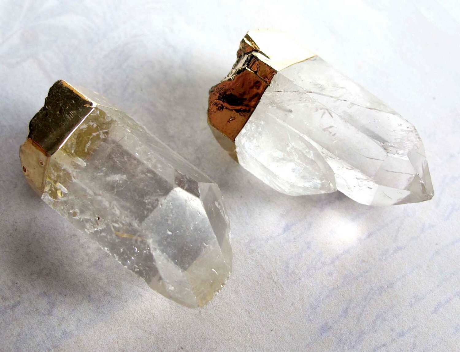 Quartz Pendant With Gold Plated Foiling with Bail (1X) (NS704-C)
