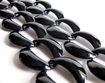 Vintage Huge Black Enamel Curb Chain Necklace Findings (1X) (18 Inches) (C531)