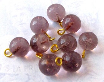 Vintage Purple Glass Charms (12X) (B538)