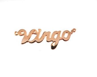 Rose Gold Plated Astrological Name Plate Pendants - Virgo - (1X) (A616-D)