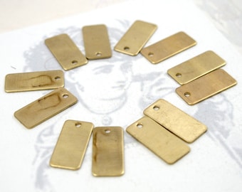 Small Brass Rectangle Engraving Tag Charms (12X) (M698-A)