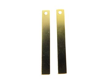 Gold Plated Engraving Rectangle Stick Charms ~ 31mm (4x) (M657-C)