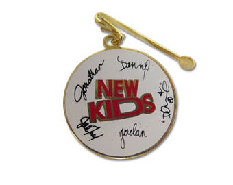 Vintage Enamel New Kids on the Block Logo and Signature Pendants (2x) (E500)