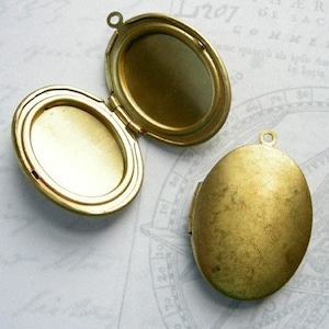 Medalhões de gravação ovais de latão cru Vintage (2x) (V484)