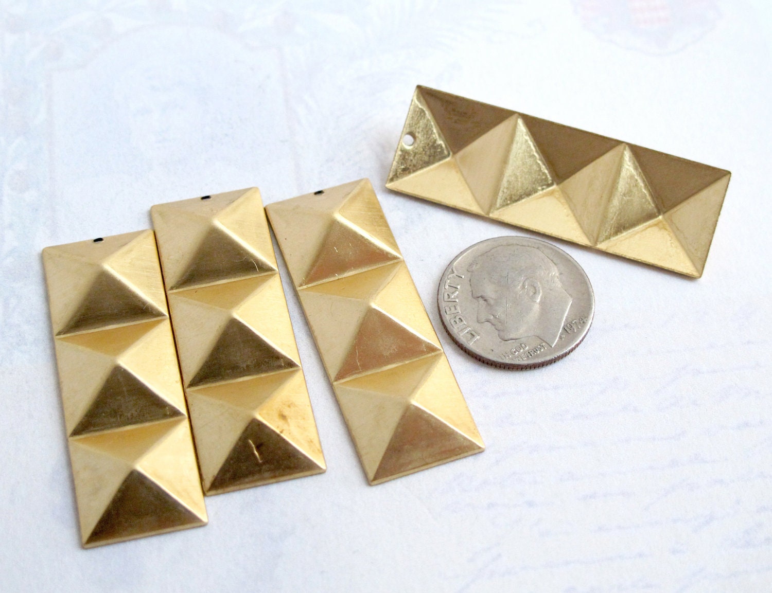Brass Rectangle Pyramid Pendants 4X M761 | Etsy