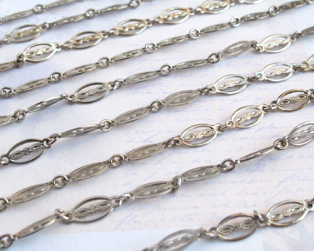 Filogram Chain Vintage Rhodium Plated on Steel Filigree Designer Chain (51 Inches ...