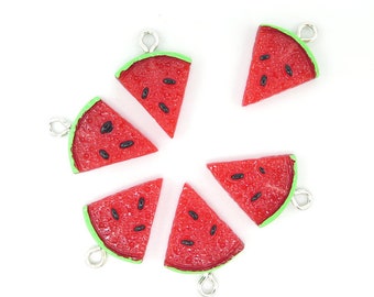 Plastic Watermelon Slice Charm (4x) (K367)