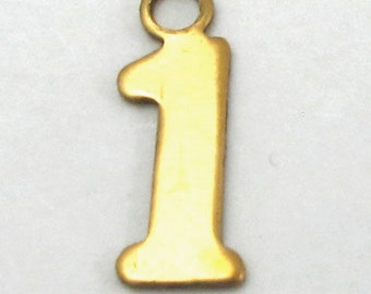 Raw Brass Number 1 Charms (10X) (A528)