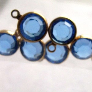 Vintage Sapphire Blue Swarovski Rhinestone Crystal Channel Charms 12mm 6X S523 image 2