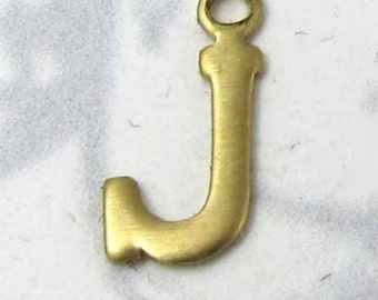 Raw Brass Letter J Charms (10X) (A509)