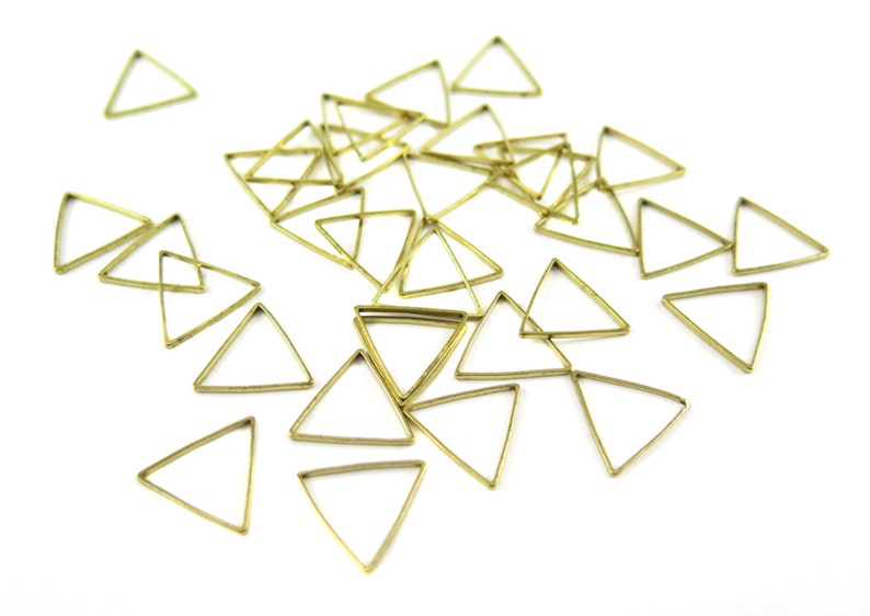 Tiny Raw Brass Triangle Shape Wire Charms 30x K228-A image 2