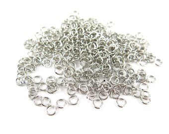 Rhodium Plated 4mm Round Jump Rings - 12 grams (approximately 300x) (21 gauge) K851-B