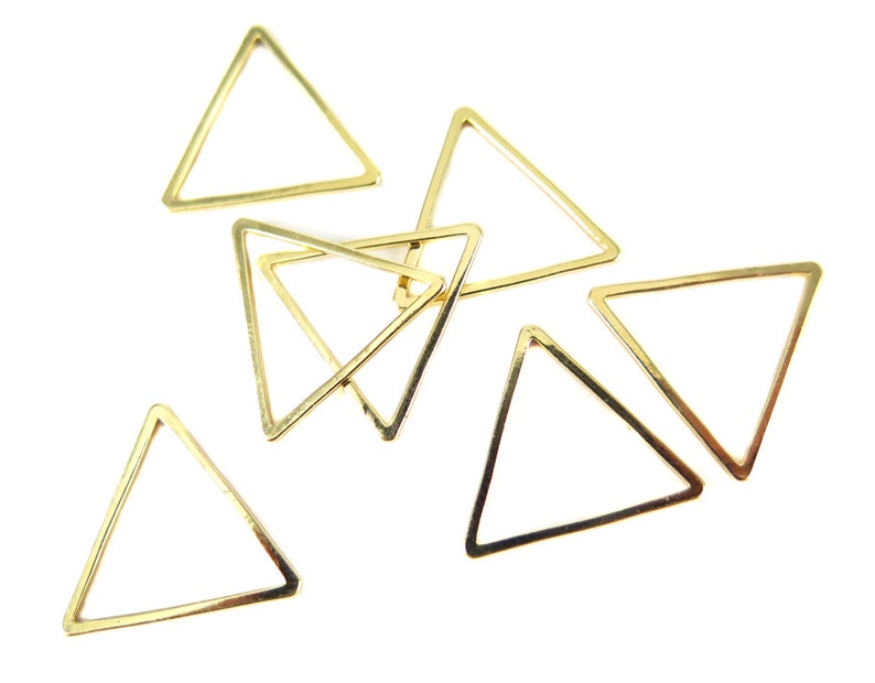 Small Gold Plated Triangle Shape Wire Charms 12x K207-C image 1