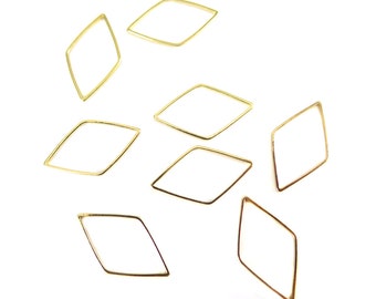 Gold Plated Diamond Shape Wire Charms (12x) (K201-C)