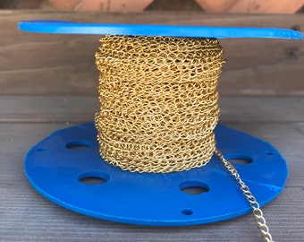 Matte 18k Gold Plated Brass "Extender" Curb Chain (4 feet)  (C932-F)