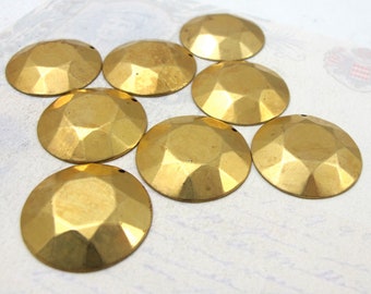 Brass Faceted Circle Pendants (8X) (M683)