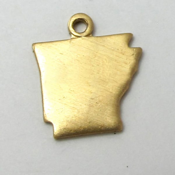 Blank - Tiny Raw Brass Arkansas State Charms (6X) (A403-1)
