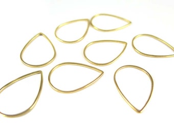Gold Plated Teardrop Shape Wire Charms (12x) (K200-C)