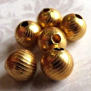 Vintage Gold Plated Textured Beads 10X B502 image 1