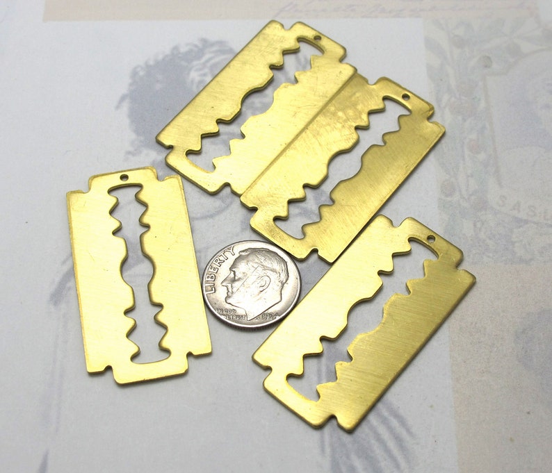 Vintage Style Razor Blade Engraving Pendants Dull Edge 4X - Etsy
