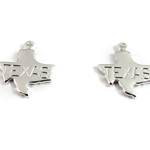 Engraved Tiny SILVER Plated on Raw Brass Texas State Charms 2X A442-B image 3