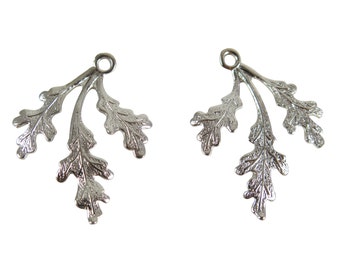 Rhodium Plated Leaf Charms - mirrored (4X) (V141-B)