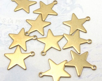 Brass Engraving Star Charms (16X) (M784)