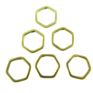 Small Raw Brass Hexagon Shape Wire Charms (30x) (K209-A)