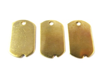 Small Brass Military Dog Tag Engraving Charms (8X) (M603)