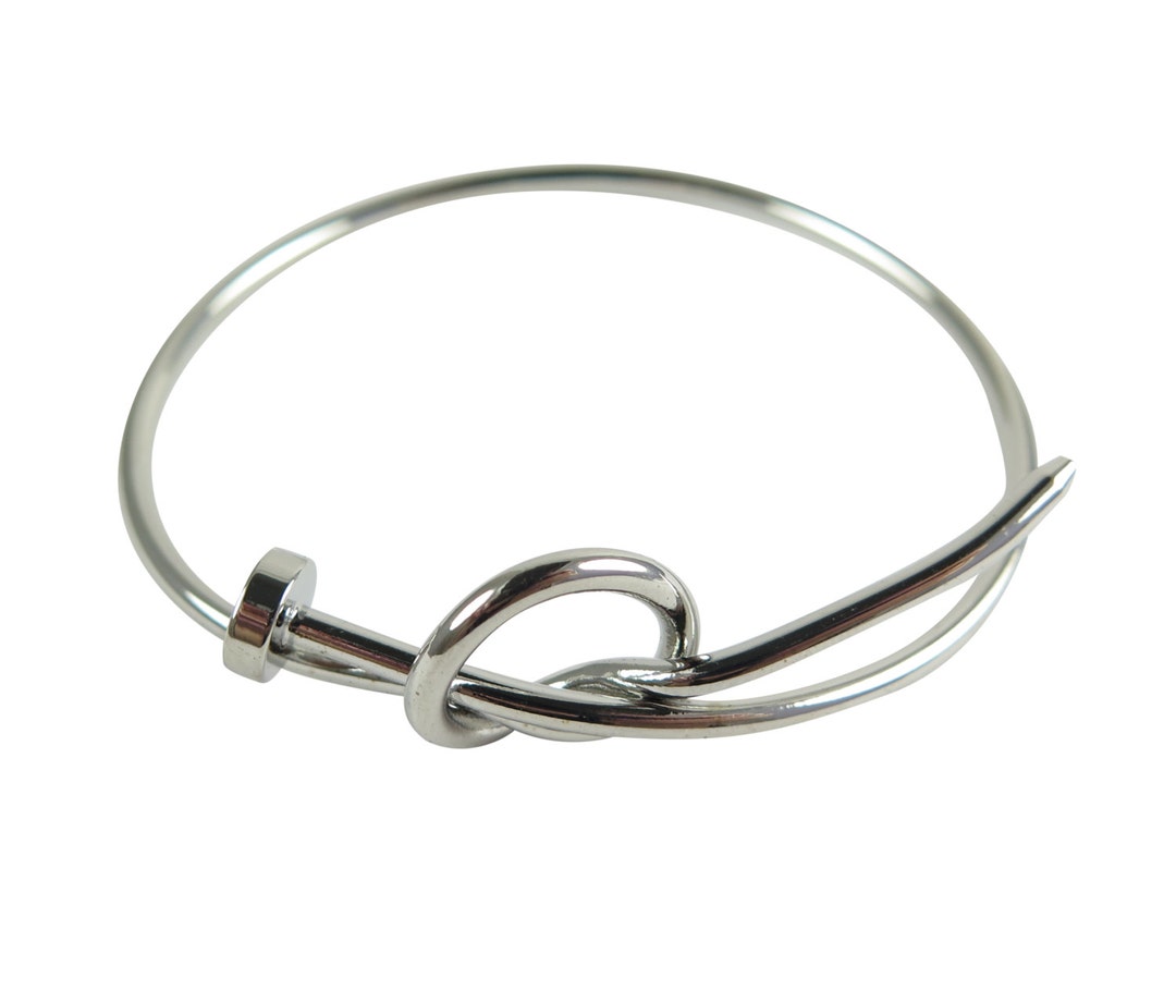 Rhodium Plated Knot & Nail Head Bangle Bracelet 1x K409-B - Etsy