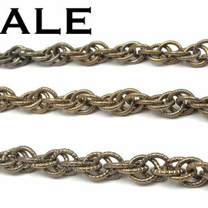 Vintage Steel Plated on Brass Rope Chain Pieces 3X C523 SALE 25% Off image 1