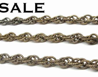 ヴィンテージ スチールメッキ 真鍮ロープチェーンピース (3X) (C523) セール - 25% オフ