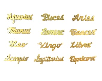 Brass Astrological Name Plate Pendants - All 12 Signs - (12X) (A604-A)