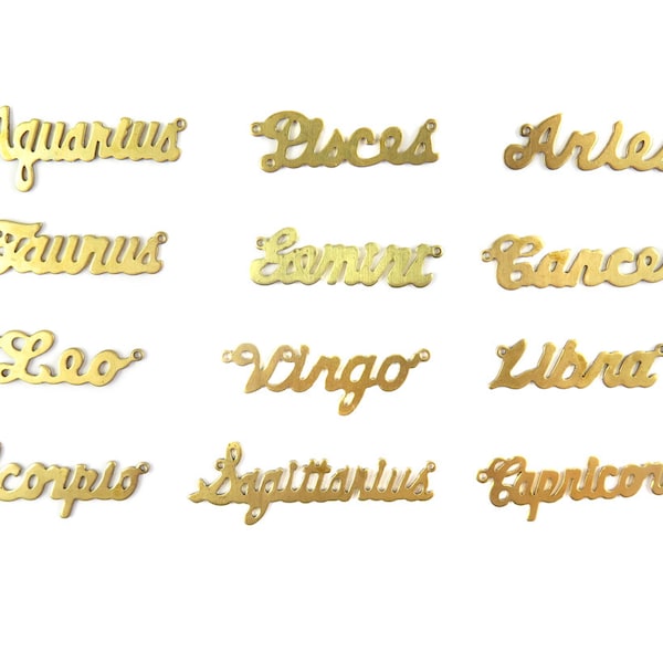 Brass Astrological Name Plate Pendants - All 12 Signs - (12X) (A604-A)