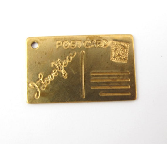 PS I Love You Post Card Pendants (4x) (M589)