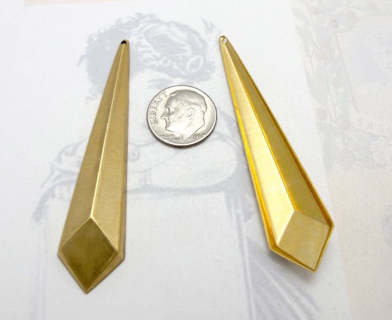 Brass Geometric Facet Long Diamond Drop Pendants 4X M690 image 4
