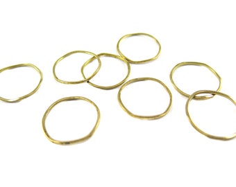 Raw Brass Wavy Circle Shape Wire Charms (10x) (K226-A)