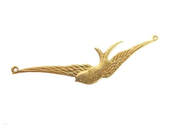 En laiton voler pendentif oiseau moineau (2 X) (M752-A)