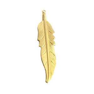 Brass Feather Pendants Large 6X M749-A image 1