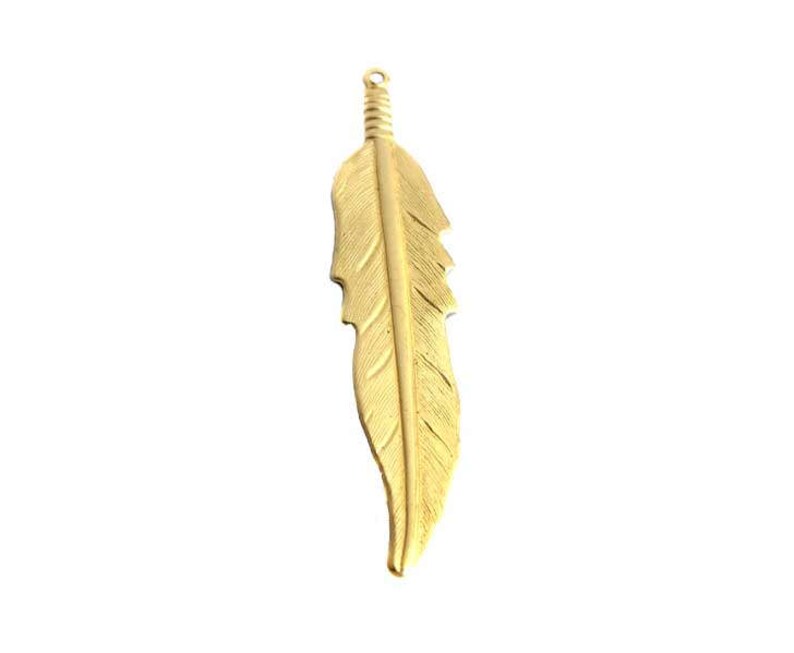 Brass Feather Pendants Large 6X M749-A image 1